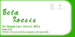 bela kocsis business card