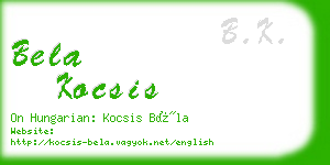 bela kocsis business card